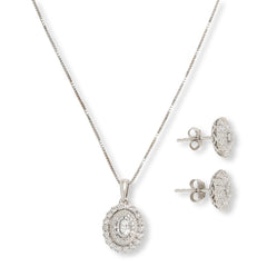 Bright Halo Lab Grown Diamonds Oval Earrings and Pendant Set