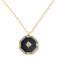 Rarities Sterling Silver Goldclad Onyx Octagon Pendant Necklace, 18"