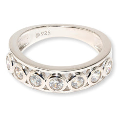 Absolute Sterling Silver 1.65ctw Round Bezel-Set Band Ring, Size 7