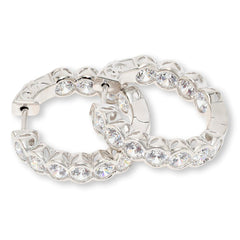 Absolute Sterling Silver Round Inside-Outside Semi Bezel Hoop Earrings,