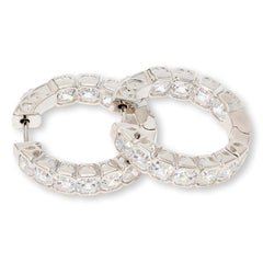 Absolute Sterling Silver Asscher Inside-Outside Semi Bezel Hoop Earrings