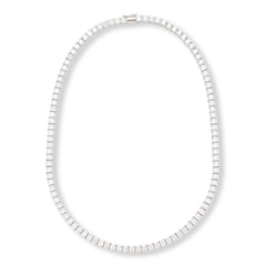 Absolute Silvertone 4mm Princess Magnetic Clasp Tennis Necklace. 18"