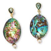 Connie Craig Carroll Jewelry Abalone & Cultured Pearl Drop Earrings