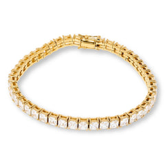 Absolute Stainless Steel Goldtone Princess Stone Magnetic Bracelet, 7-1/4"