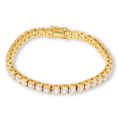 Absolute Stainless Steel Goldtone Round Stone Magnetic Bracelet, 6-3/4"