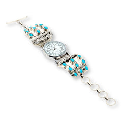Chaco Canyon Sterling Silver Sleeping Beauty Turquoise Leaf Bracelet Watch