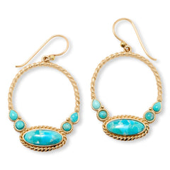 GemHues Gemstone Bronze Rope Detail Hoop Earrings