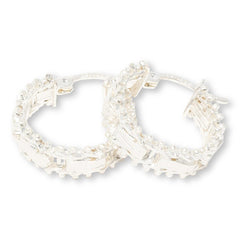 Imperial Silver Mirror Design Diamond-Cut Hoop Earrings, 1/2"