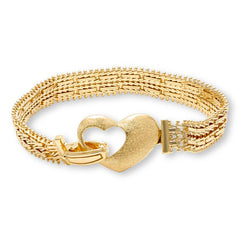 Imperial Silver Goldclad Mirror Design Diamond Cut Heart Bracelet, 6-1/4"