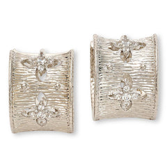 Bellezza Bronze White Topaz Textured Huggie Hoop Earrings