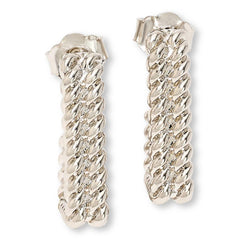 Bellezza White Bronze Double-Row Rope-Textured Hoop Earrings