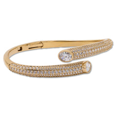 Absolute Brass Goldtone Oval Bypass Bangle Bracelet, 7-1/4"