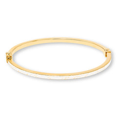 Fiorenza Sterling Silver Two-tone Diamond-Cut Bangle Bracelet, 7-1/4"