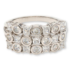 Absolute Sterling Silver 3-Row Mixed-Cut Band Ring, Size 6