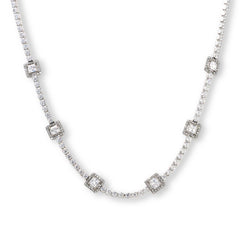 Absolute Stainless Steel Sparkle Tennis Necklace, 16"