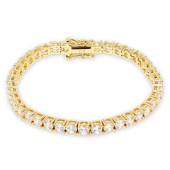 Absolute Brass Goldtone 4mm Round Cut Magnetic Tennis Bracelet, 6-3/4"