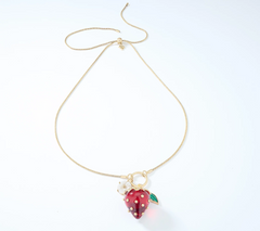 Patricia Nash Strawberry Pendant Gold Tone Necklace