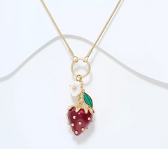 Patricia Nash Strawberry Pendant Gold Tone Necklace