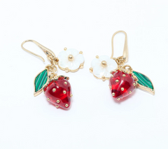 Patricia Nash Red-Worn Gold Strawberry Drop Earrings