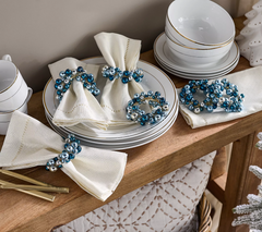 Set of 6 Beaded Napkin Blue Rings by Valerie
