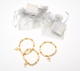 Faithful Heart 3-pc Faith Hope & Love White/Golden Beaded Bracelets Size Avg by Valerie