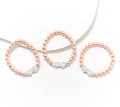 Faithful Heart 3-pc Pearl Pink Bracelets with Angel Wings, Average