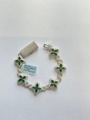 98753 - Clover 18mm 7” silver moissanite 20cttw ($3500) green