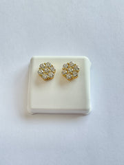 11150 - flower Studs silver lab 12mm 2.50cttw ($1145) Yellow