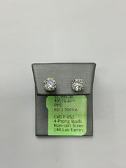 49078 - 14K WG Lab 4 prong studs screw 1.50cttw ($1995)