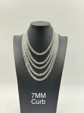 925 Sterling Silver Curb Chain Necklace 7mm 16" Italy