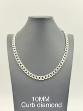 925 Sterling Silver Curb DC Chain Necklace 10mm 24" Italy
