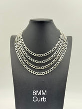 925 Sterling Silver Curb Chain Necklace 8mm 18" Italy