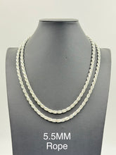 925 Sterling Silver Rope Chain Necklace 5.5mm 22" Italy