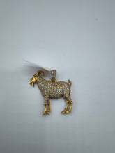 10K Yellow Gold Goat Diamond Pendant 1.5" Statement Piece