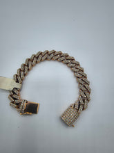 10K Rose Gold Diamond Cuban Bracelet 12mm 8" Big Lock Clasp