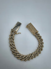 10K Yellow Gold Diamond Cuban Bracelet 14mm 8" Big Lock Clasp