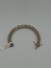 14K White & Rose Gold Cluster Diamond Bracelet 8mm 6.5"