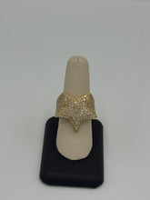 10K Yellow Gold Star Diamond Ring Size 10 Micro Pave