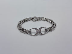 Milor Italy Sterling Silver CZ Byzantine Bracelet, 8"
