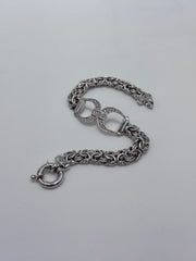 Milor Italy Sterling Silver CZ Byzantine Bracelet, 8"