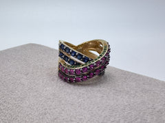 Rarities Sterling Silver Goldclad Multi-gemstone Crossover Ring, Size 7