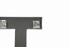 Absolute Sterling Silver 10MM Solitaire Princess-cut Stud Earrings,