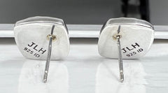 Lois Hill Sterling Silver Cushion Shape Stud Earrings, Granulated