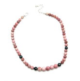 Jay King Pink Opal & South Sea Pearl Beaded Sterling Silver Necklace 18"