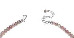 Jay King Pink Strawberry Quartz Sterling Silver Beaded Necklace 18"