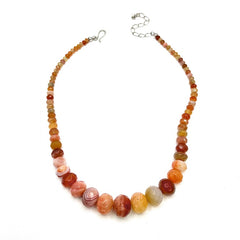 Jay King Red Chalcedony Graduated Beaded Sterling Silver Necklace 18"