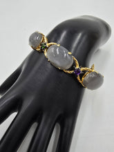 Colleen Lopez Sterling Silver Goldclad Gray Moonstone Muti-gems Station Bracelet, 7-3/4"