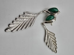 Jay King Sterling Silver Malachite Leaf Design Drop Earrings, 2-1/2"