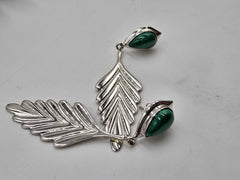 Jay King Sterling Silver Malachite Leaf Design Drop Earrings, 2-1/2"