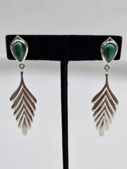 Jay King Sterling Silver Malachite Leaf Design Drop Earrings, 2-1/2"
